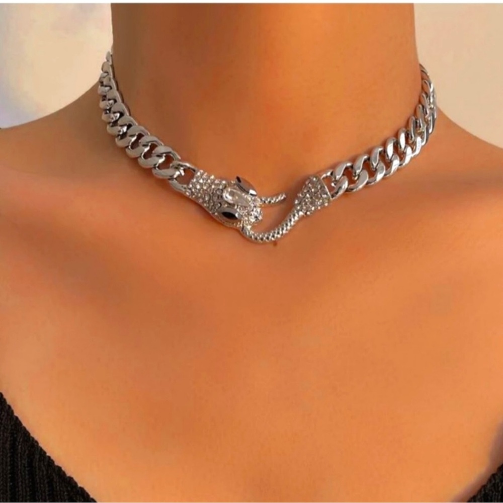 FUNKY GOTH ALT snake 🐍 decor chain necklace New